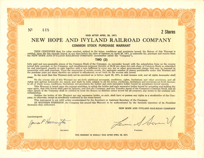 New Hope and Ivyland Railroad Co.